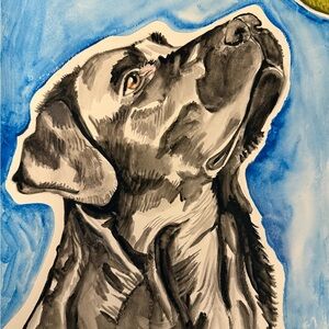 Black Lab Dog Portrait Art Print